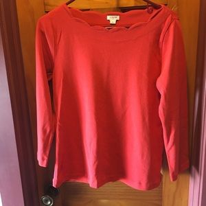 JCrew scalloped neck top